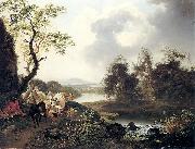 Ferdinand Kobell Flusslandschaft mit Wasserfall Sweden oil painting artist